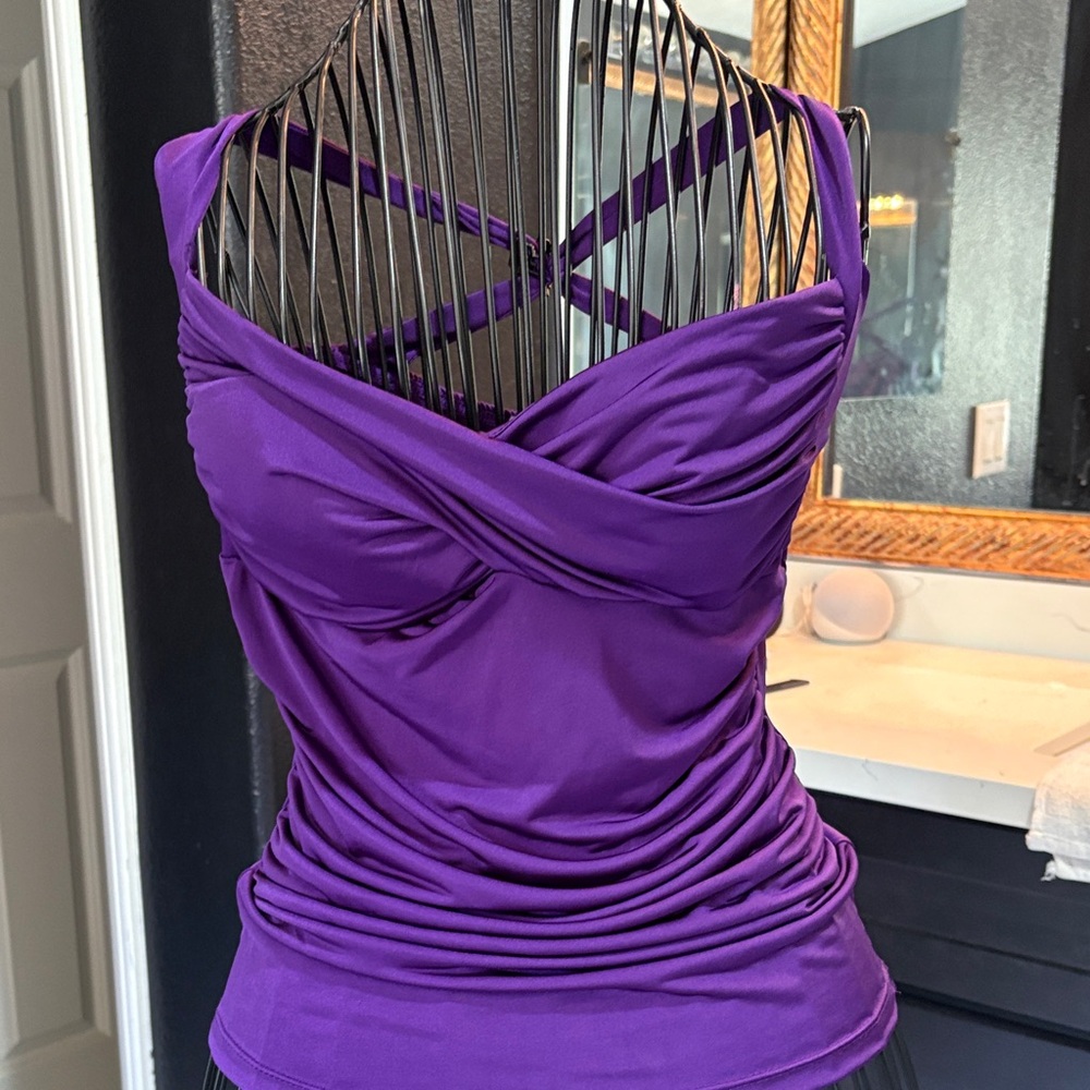 Pinup rockabilly Purple fitted sexy Tank Top - Picture 2 of 4